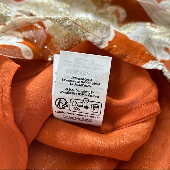 Boden Autumn Floral Blouse Long Sleeves Gold Lurex Size 14 - Picture 6 of 14